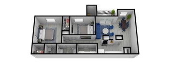 a floor plan of a one bedroom apartment