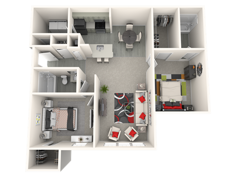 bedroom floor plan an open concept layout with a large closet and a balcony