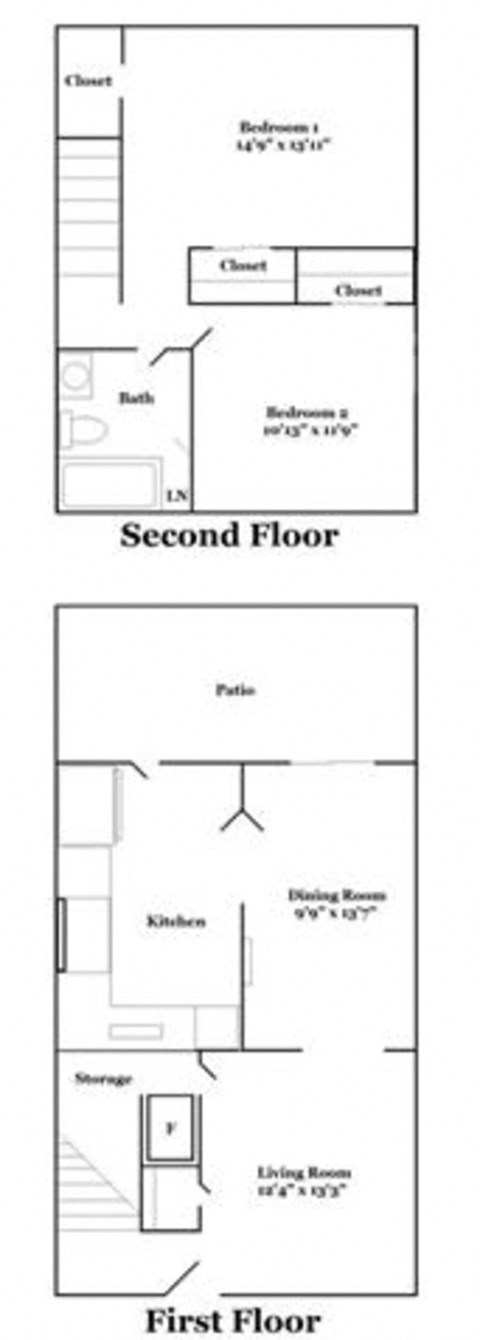floorplan of a 2 bedroom apt