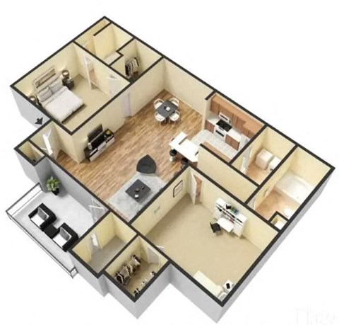 a floor plan of a house with a bedroom and a living room