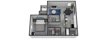 a floor plan of a 1 bedroom apartment