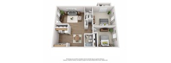 a bedroom with a bed and a desk in a room