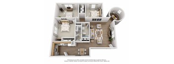a 3d floor plan of a 1 bedroom apartment