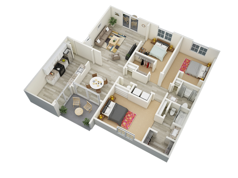 bedroom floor plan an in 3d
