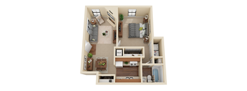 a floor plan of a 1 bedroom apartment at the crossings at white marsh apartments in white marsh