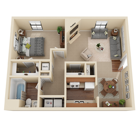 a floor plan image of the crossings at fox meadows apartments in memphis, tn
