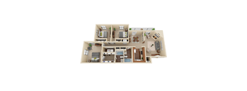 a 3d image of our 1 bedroom apartment at princeton court apartments in dallas,