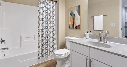 A white toilet sits next to a sink in a bathroom.