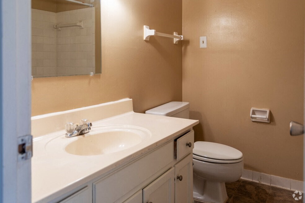 a bathroom with a sink toilet and a mirror
