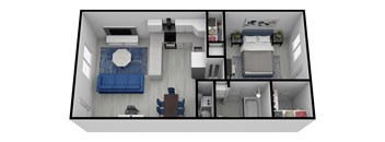 a floor plan of our studio apartments at university gardens