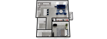 the floor plan of studio apartment with bedroom and living room