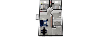 the icon floor plan with bedroom and living room