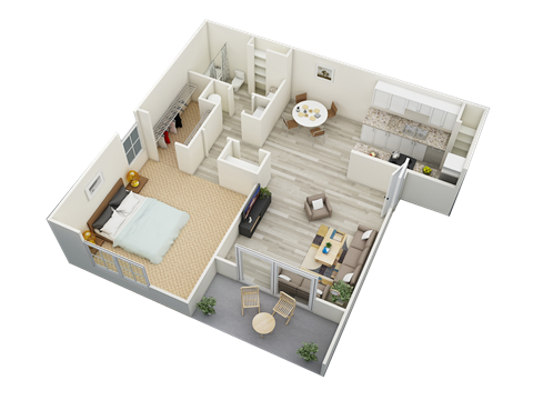 bedroom floor plan at the crossing apartments in denham springs, la