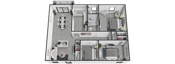 A black and white image of a floor plan of a house.