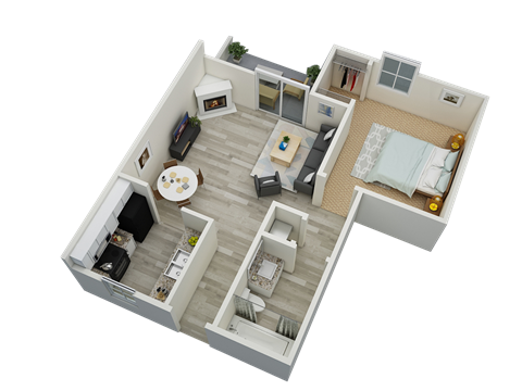 bedroom floor plan an in 3d