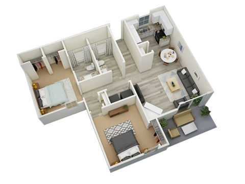 bedroom floor plan an in 3d