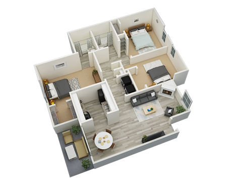 bedroom floor plan an in 3d