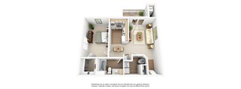 a 1 bedroom floor plan with a bathroom and a living room