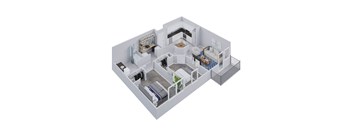 a floor plan of a house with a bedroom and a living room
