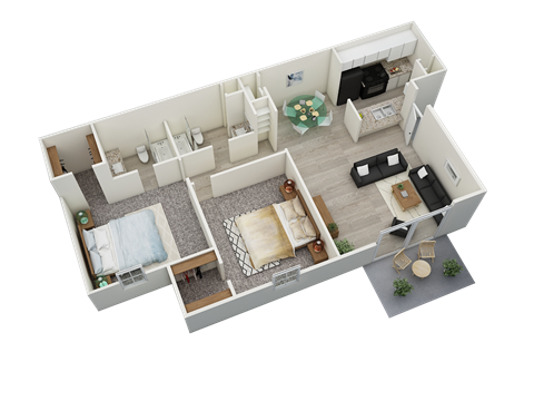 bedroom floor plan an in 3d