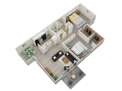 bedroom floor plan an in 3d