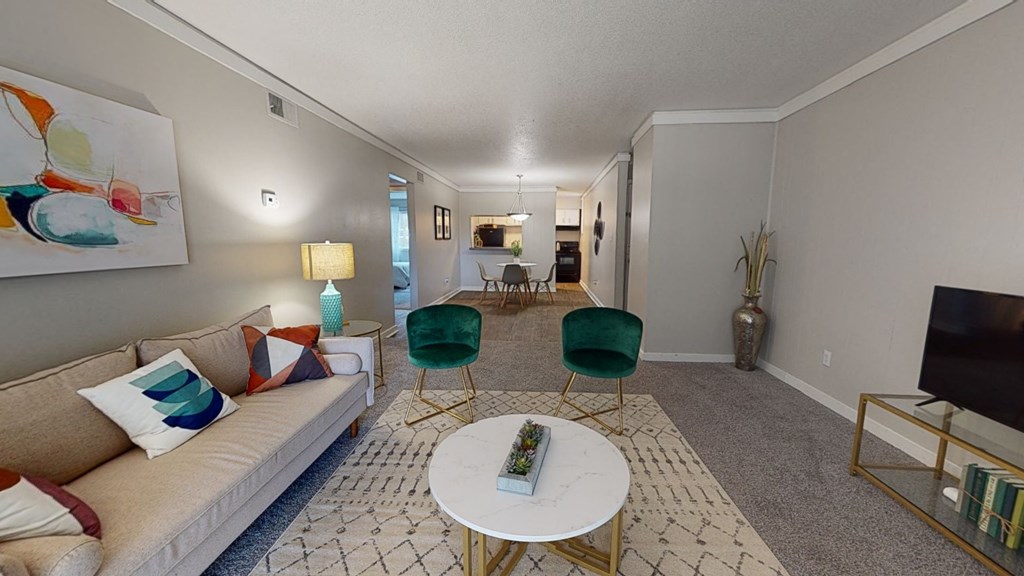 a living room with a couch and a coffee table