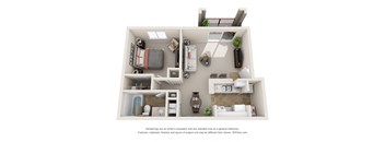 a 1 bedroom floor plan with a bathroom and a living room