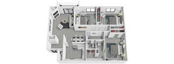 A detailed floor plan of a two-story residential apartment.