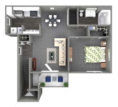 a 2 bedroom floor plan with a bathroom and a living room