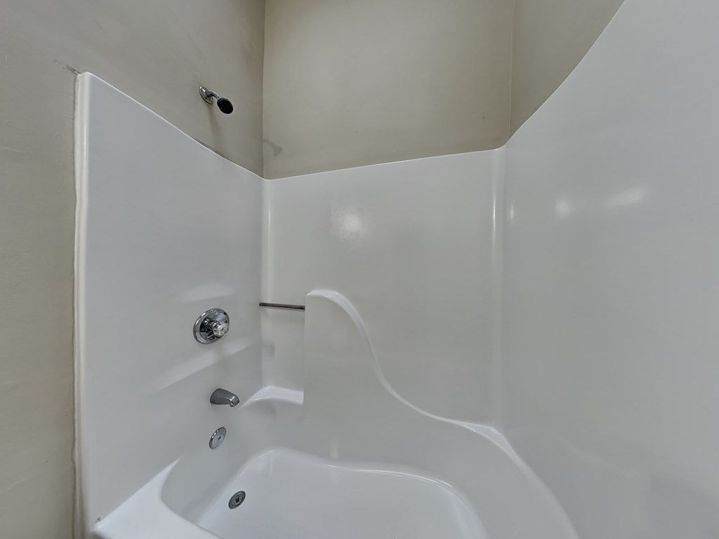 the bathroom has a tub and a shower in it