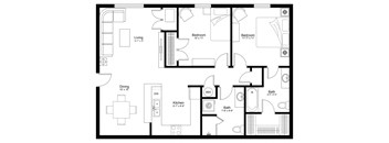 a floor plan of a home with a bedroom and a living room