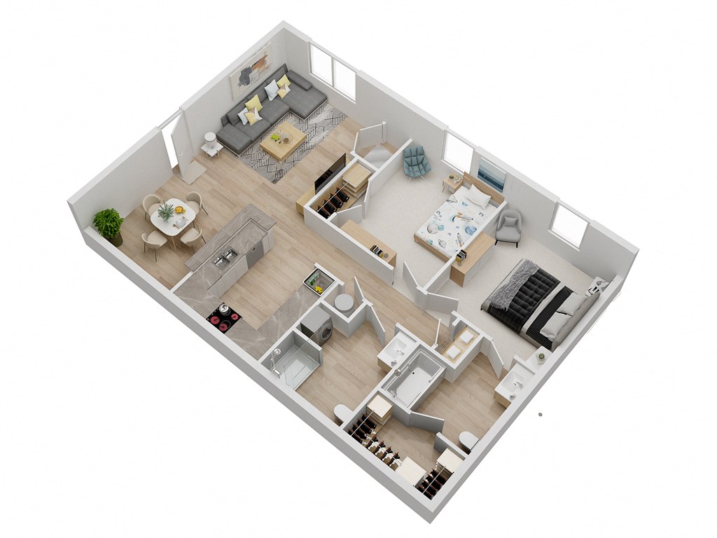 a floor plan of a home with a bedroom and living room