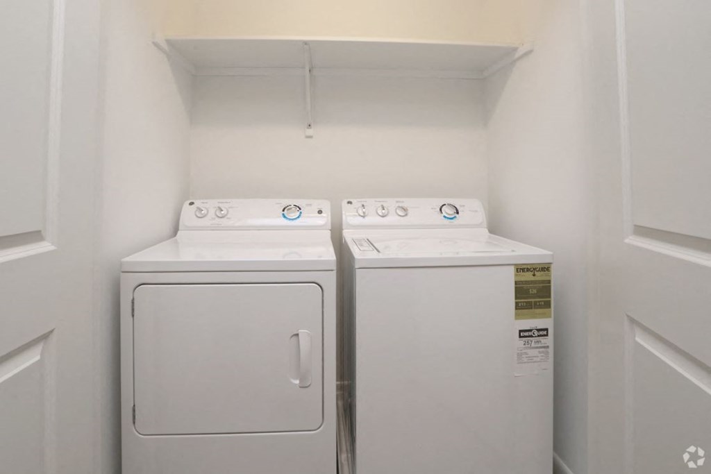 a washer and dryer in a laundry room