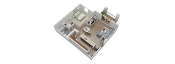 bedroom floor plan an open plan layout with a bed a desk and a fireplace