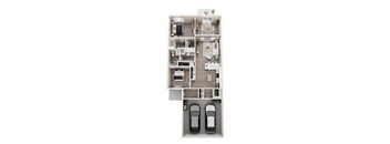 Two bedroom two bathroom with flex space, and two car garage
