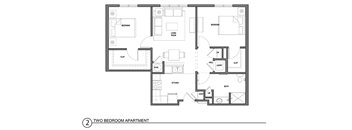A floor plan of a two bedroom apartment.