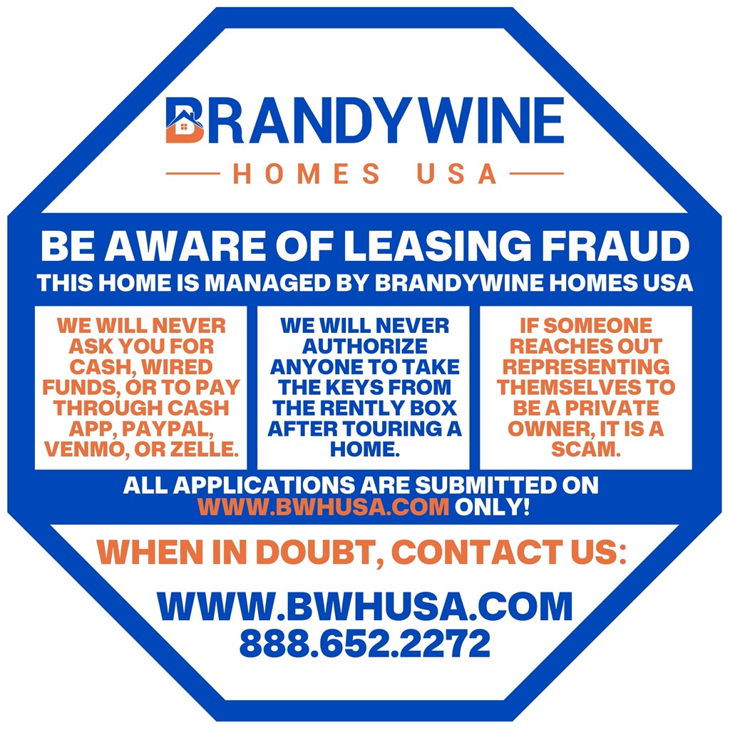 be aware of leasing fraud this home is managed by brandywine homes logo