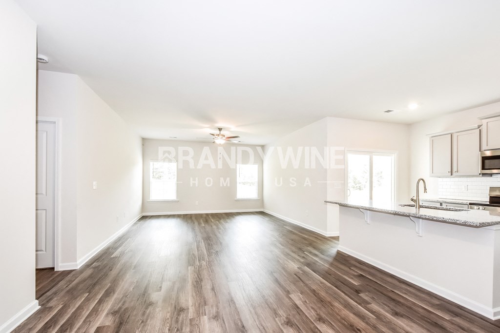 renovated living room and kitchen in a new home