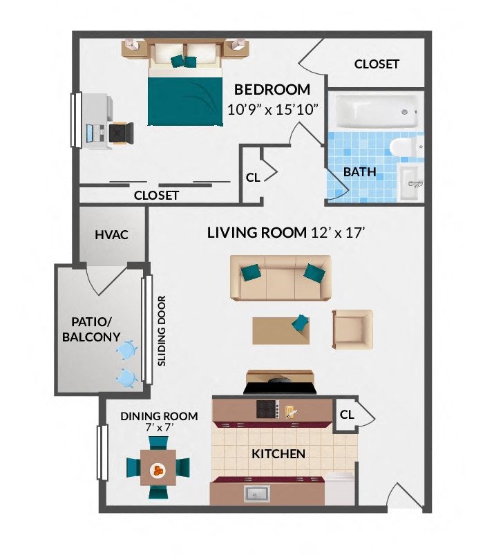 1 Bedroom Floorplan Layout