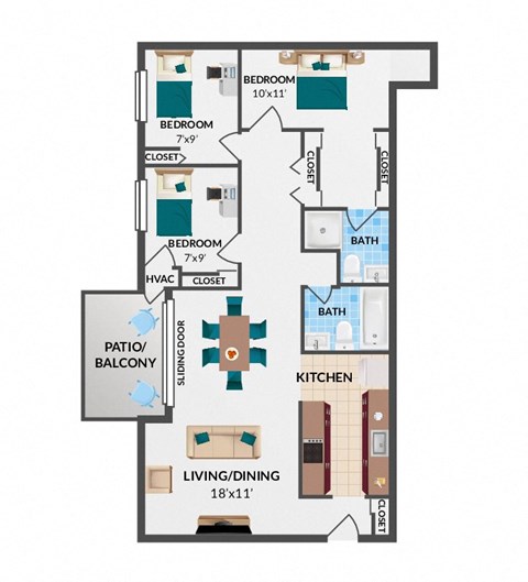 3 Bedroom Floorplan Layour