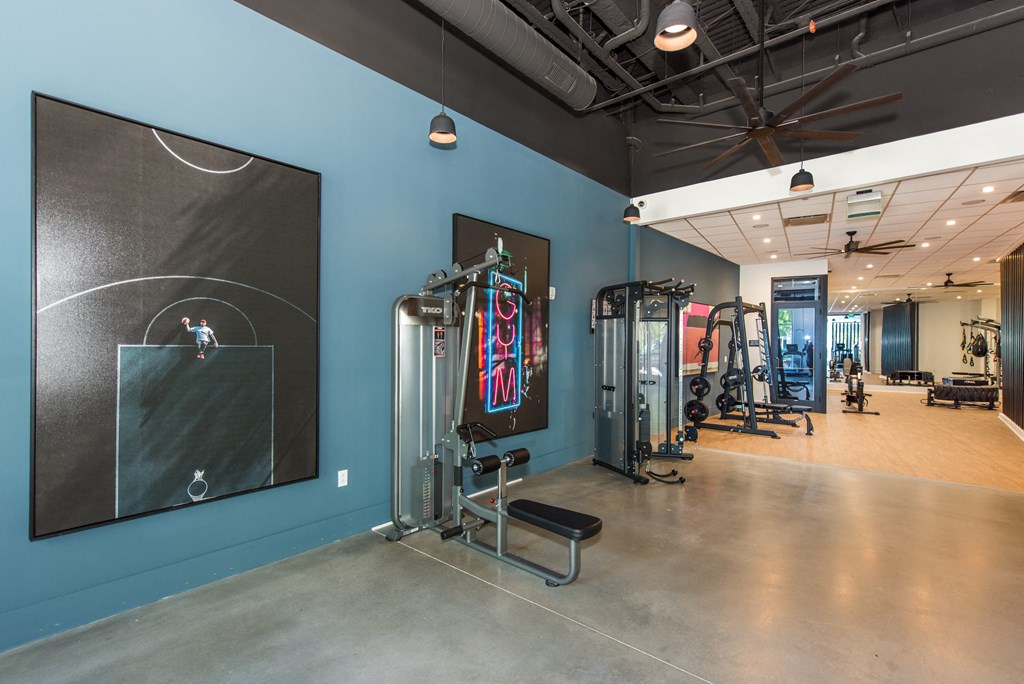 the gym at the flats at big tex apartments
