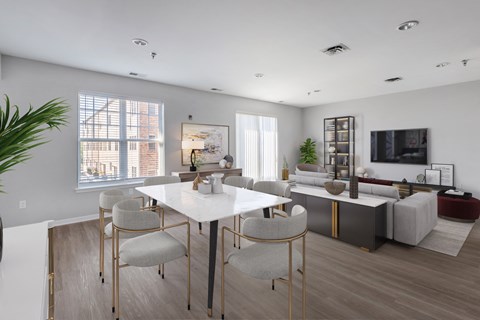 Dining room and Living Room View at Flats at West Broad Village, Glen Allen
