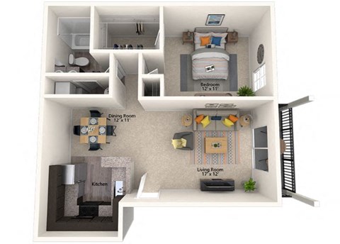 a floor plan with a bedroom and a living room at Misty Ridge Apartments, Woodbridge, VA 22191