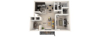 a floor plan with a bedroom and a living room at Misty Ridge Apartments, Woodbridge, VA