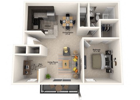 a floor plan with a bedroom and a living room at Misty Ridge Apartments, Woodbridge, VA