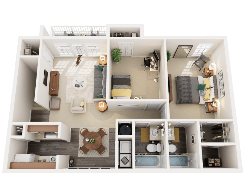 2 Bed Floorplan at Wellington Place, Sandston