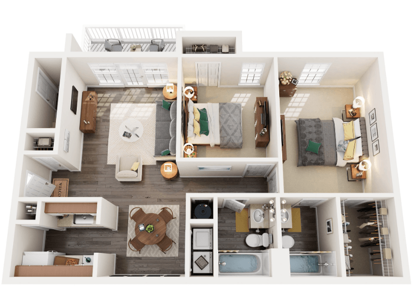 2 Bedroom Floorplan at Wellington Place, Sandston, 23150