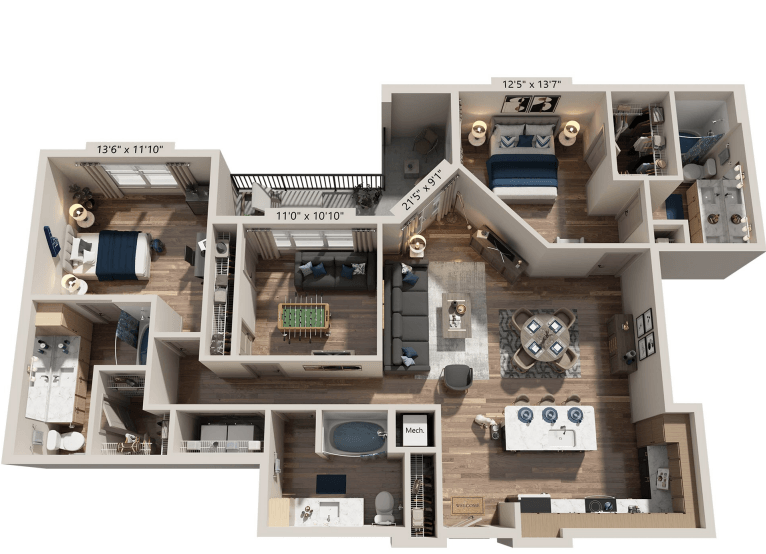 3 Bed floorplan at The River, Chester, VA