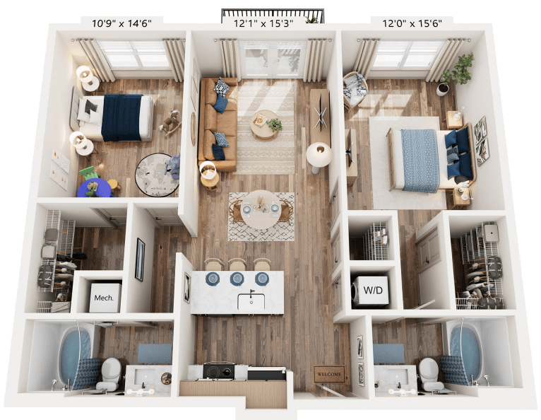 2 Bed 2 Bath floorplan at The River, Virginia, 23836