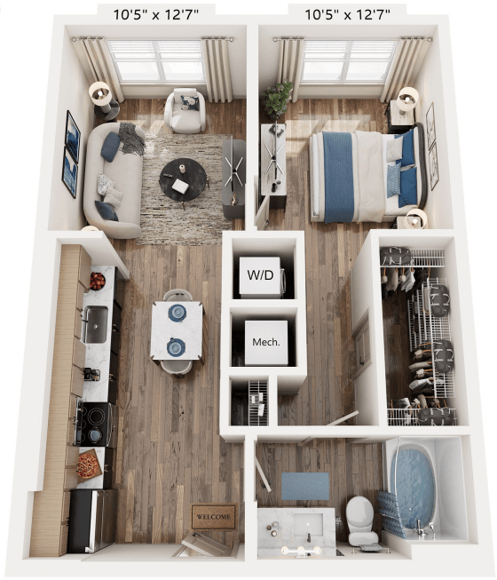 1 Bedroom floorplan at The River, Virginia, 23836